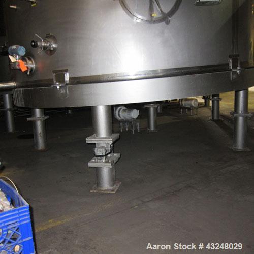 Used Mueller Tank, 6000 Gallon, Model DF, 304 Stainless Steel, Vertical. Approximate 118" diameter x 126" straight side. Off center coned top, sloped bottom. (1) 46” Section of dimple jacket on the s...