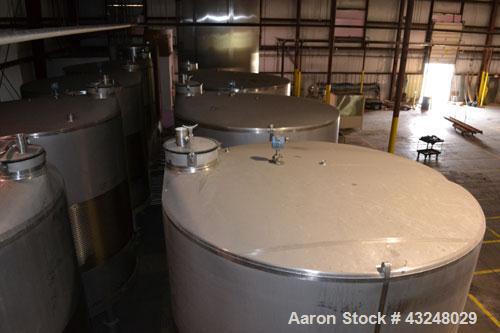 Used Mueller Tank, 6000 Gallon, Model DF, 304 Stainless Steel, Vertical. Approximate 118" diameter x 126" straight side. Off center coned top, sloped bottom. (1) 46” Section of dimple jacket on the s...