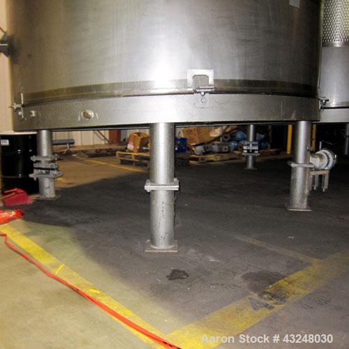 Used Mueller Tank, 6000 Gallon, Model DF, 304 Stainless Steel, Vertical. Approximate 118" diameter x 126" straight side. Off center coned top, sloped bottom. (1) 46” Section of dimple jacket on the s...
