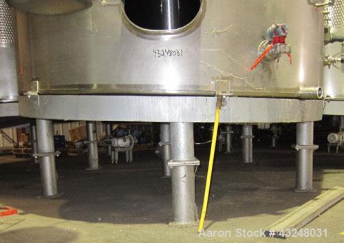 Used Mueller Tank, 6000 Gallon, Model DF, 304 Stainless Steel, Vertical. Approximate 118" diameter x 126" straight side. Off center coned top, sloped bottom. (1) 46” Section of dimple jacket on the s...