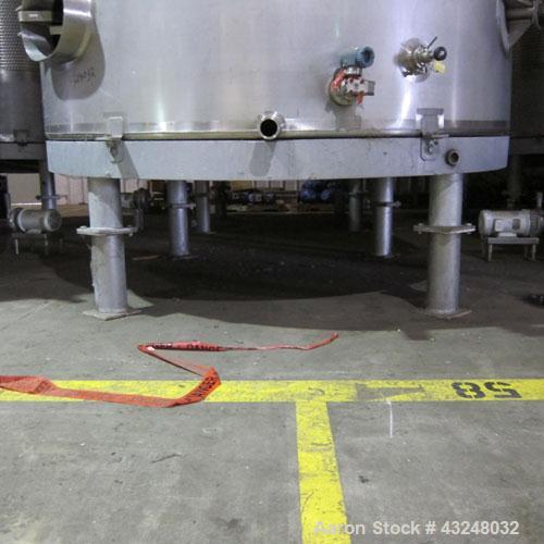 Used Mueller Tank, 6000 Gallon, Model DF, 304 Stainless Steel, Vertical. Approximate 118" diameter x 126" straight side. Off center coned top, sloped bottom. (1) 46” Section of dimple jacket on the s...