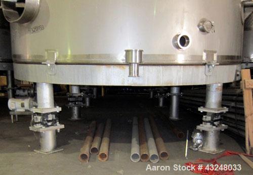 Used Mueller Tank, 6000 Gallon, Model DF, 304 Stainless Steel, Vertical. Approximate 118" diameter x 126" straight side. Off center coned top, sloped bottom. (1) 46” Section of dimple jacket on the s...
