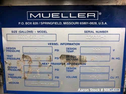 Used- Mueller 6,000 Gallon Stainless Steel Tank,