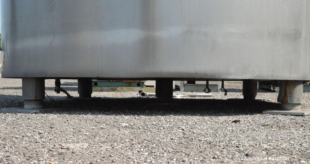 Used Mueller Storage Tank, 6,000 Gallon, Model D, 304 Stainless Steel, Vertical. 112” Diameter x approximate 135” straight side, dished top, 5” pitched sloped bottom. sidewall dimple jacket, approxim...