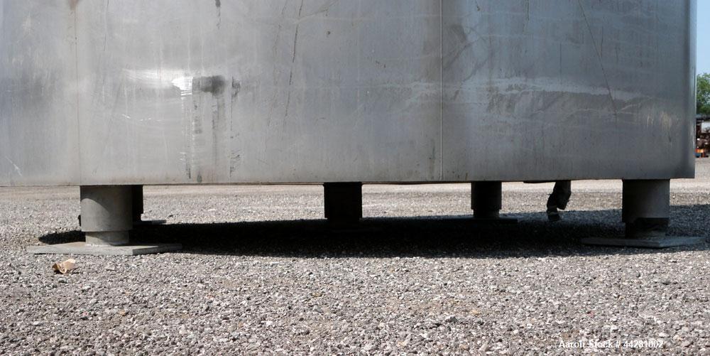 Used Mueller Storage Tank, 6,000 Gallon, Model D, 304 Stainless Steel, Vertical. 112” Diameter x approximate 135” straight side, dished top, 5” pitched sloped bottom. Sidewall dimple jacket, approxim...