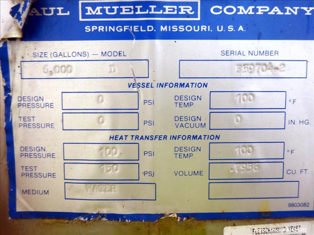 Used Paul Mueller & Company 6,000 Gallon, Food Grade, Jacketed, Insulated and A