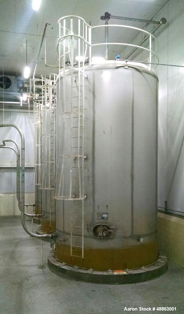 Used Mueller Tank, 15,000 Gallon, Model "D", 304 Stainless Steel, Vertical.
