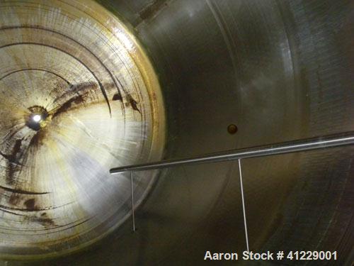 Used Mueller Jacketed Tank, 5000 gallon, 304 stainless steel, vertical. 109’’ diameter x 123’’ straight side, dish top and bottom. Internal rated to 200 deg F, dimple jacket rated 75 psi at 200 deg F...