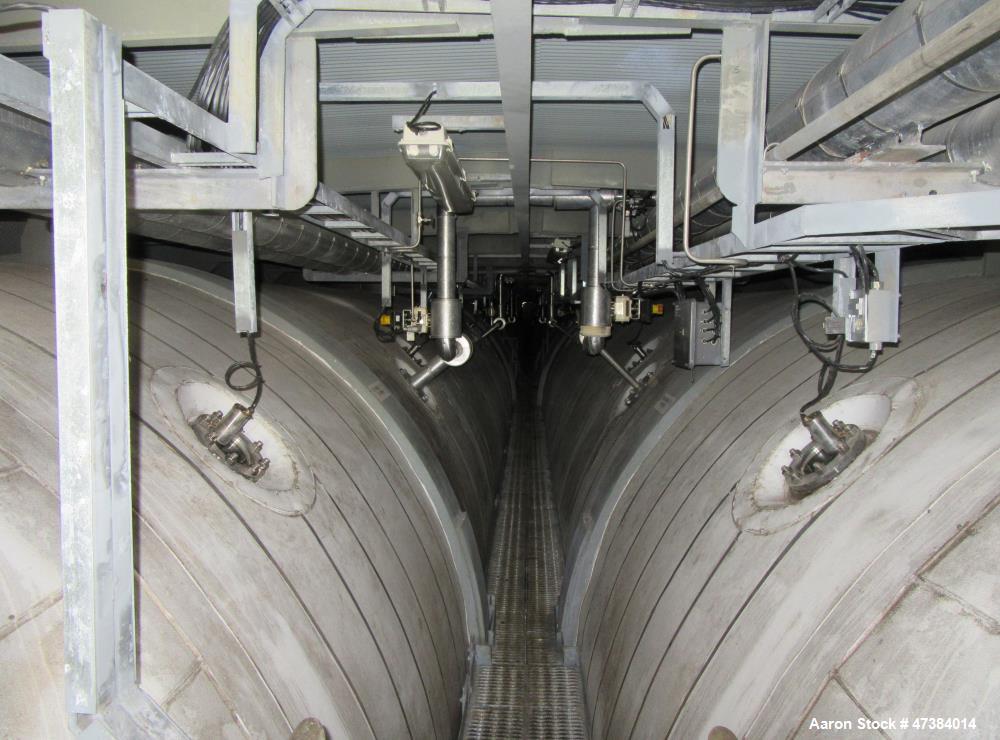 Used Mueller Tank, 45,000 Gallon, Model H, Stainless Steel, Horizontal. Approximate 148-1/2” diameter x 564” straight side, dished heads. Internal rated 9 psi at 32 to 300 degrees F. 304 Stainless st...