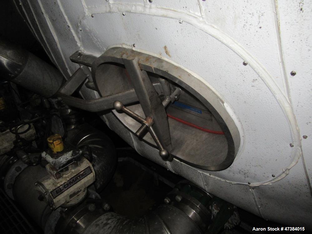 Used Mueller Tank, 45,000 Gallon, Model H, Stainless Steel, Horizontal. Approximate 148-1/2” diameter x 564” straight side, dished heads. Internal rated 9 psi at 32 to 300 degrees F. 304 Stainless st...