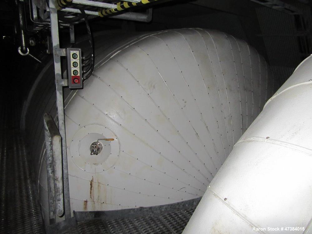 Used Mueller Tank, 45,000 Gallon, Model H, Stainless Steel, Horizontal. Approximate 148-1/2” diameter x 564” straight side, dished heads. Internal rated 9 psi at 32 to 300 degrees F. 304 Stainless st...