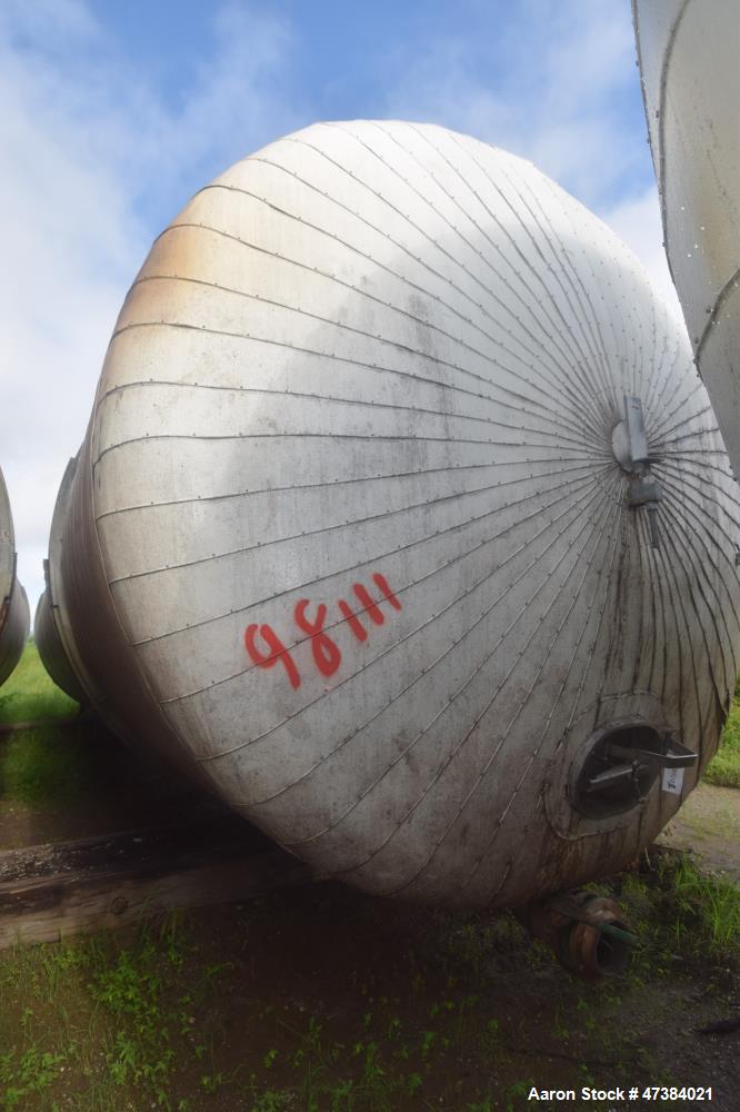 Used Mueller Tank, 45,000 Gallon, Model F, 304L Stainless Steel, Horizontal. Approximate 148-1/2" diameter x 564" straight side, dished heads. Shell & heads are 0.25" thick. Internal rated 9 psi at 3...