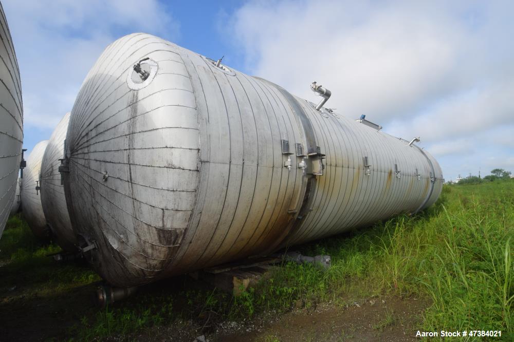 Used Mueller Tank, 45,000 Gallon, Model F, 304L Stainless Steel, Horizontal. Approximate 148-1/2" diameter x 564" straight side, dished heads. Shell & heads are 0.25" thick. Internal rated 9 psi at 3...