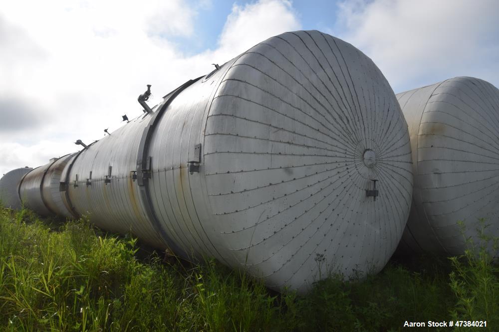 Used Mueller Tank, 45,000 Gallon, Model F, 304L Stainless Steel, Horizontal. Approximate 148-1/2" diameter x 564" straight side, dished heads. Shell & heads are 0.25" thick. Internal rated 9 psi at 3...
