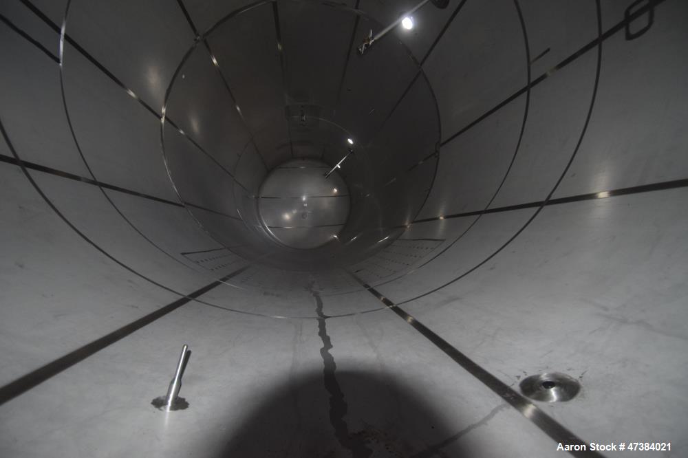 Used Mueller Tank, 45,000 Gallon, Model F, 304L Stainless Steel, Horizontal. Approximate 148-1/2" diameter x 564" straight side, dished heads. Shell & heads are 0.25" thick. Internal rated 9 psi at 3...