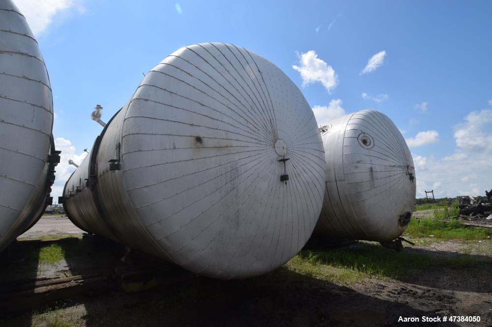 Used Mueller Tank, 45,000 Gallon, Model H, 316L Stainless Steel, Horizontal. Approximate 148-1/2" diameter x 564" straight side, dished heads. Shell & heads are 0.25" thick. Internal rated 9 psi at 3...
