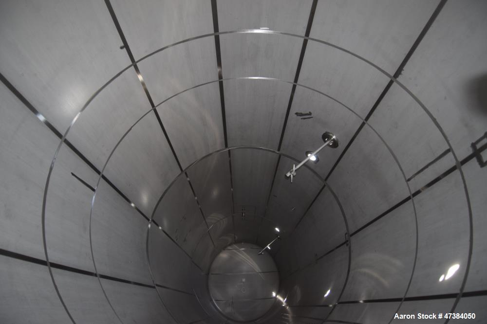 Used Mueller Tank, 45,000 Gallon, Model H, 316L Stainless Steel, Horizontal. Approximate 148-1/2" diameter x 564" straight side, dished heads. Shell & heads are 0.25" thick. Internal rated 9 psi at 3...