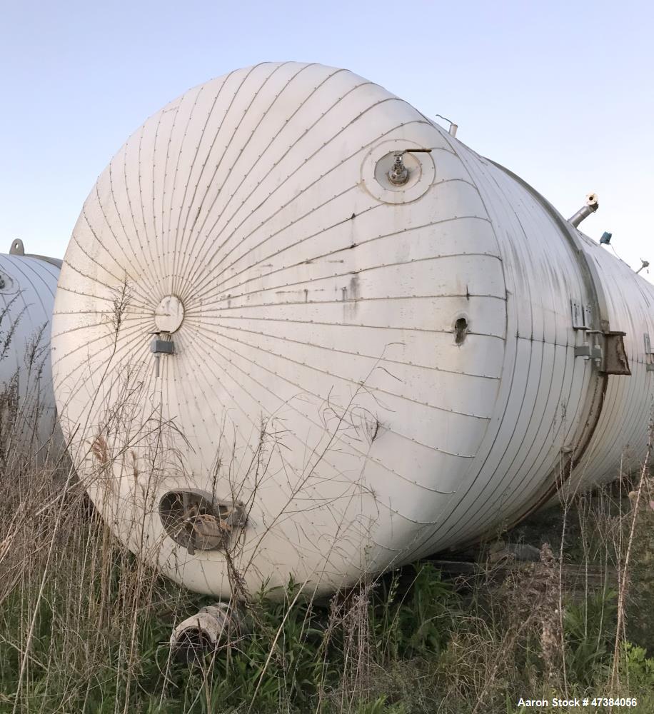 Used Mueller Tank, 45,000 Gallon, Model H, 316L Stainless Steel, Horizontal. Approximate 148-1/2" diameter x 564" straight side, dished heads. Shell & heads are 0.25" thick. Internal rated 9 psi at 3...