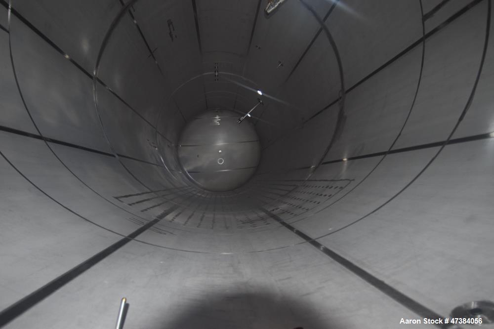 Used Mueller Tank, 45,000 Gallon, Model H, 316L Stainless Steel, Horizontal. Approximate 148-1/2" diameter x 564" straight side, dished heads. Shell & heads are 0.25" thick. Internal rated 9 psi at 3...