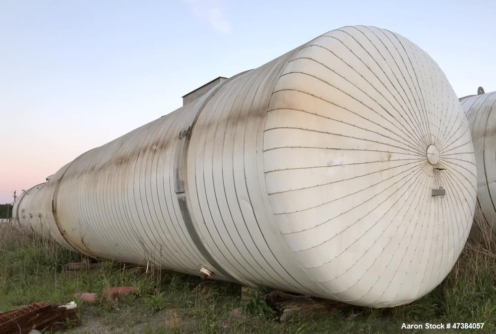 Used Mueller Tank, 45,000 Gallon, Model H, 316L Stainless Steel, Horizontal. Approximate 148-1/2" diameter x 564" straight side, dished heads. Shell & heads are 0.25" thick. Internal rated 9 psi at 3...