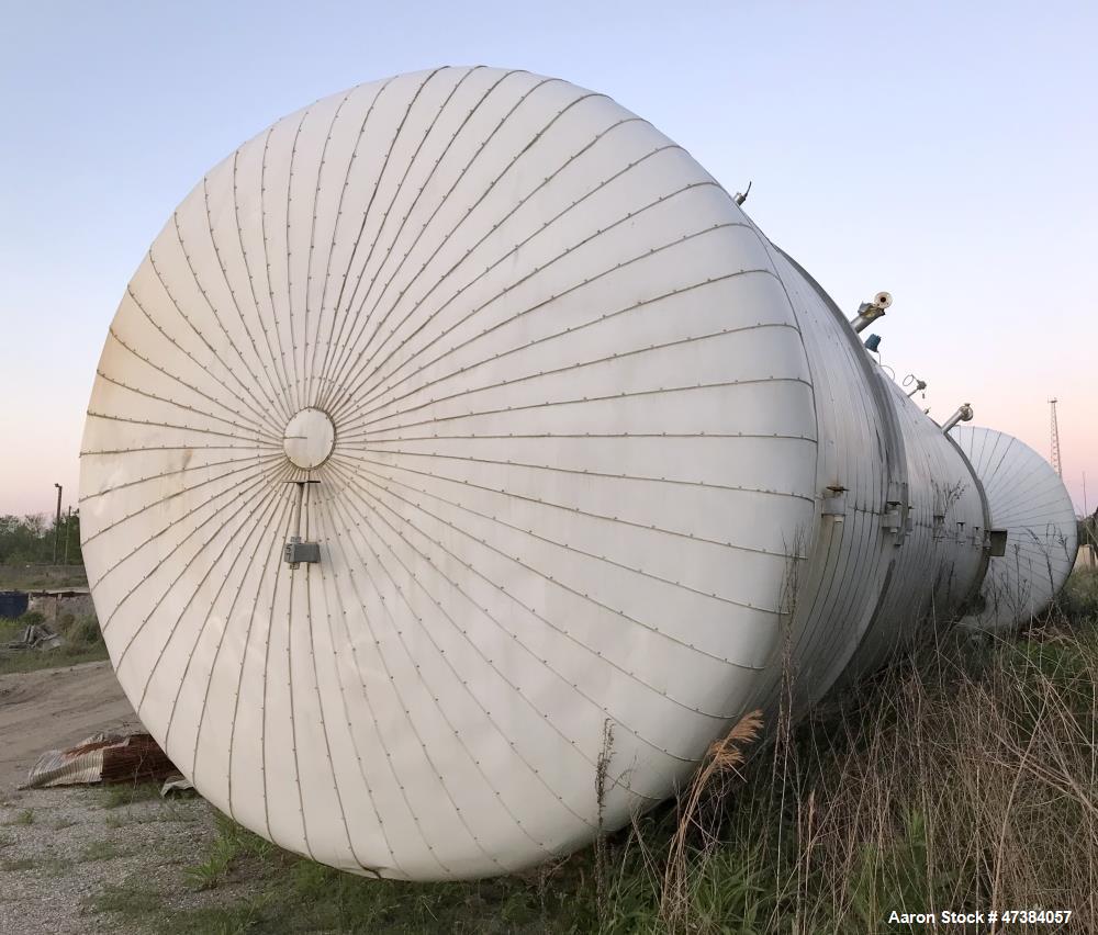 Used Mueller Tank, 45,000 Gallon, Model H, 316L Stainless Steel, Horizontal. Approximate 148-1/2" diameter x 564" straight side, dished heads. Shell & heads are 0.25" thick. Internal rated 9 psi at 3...