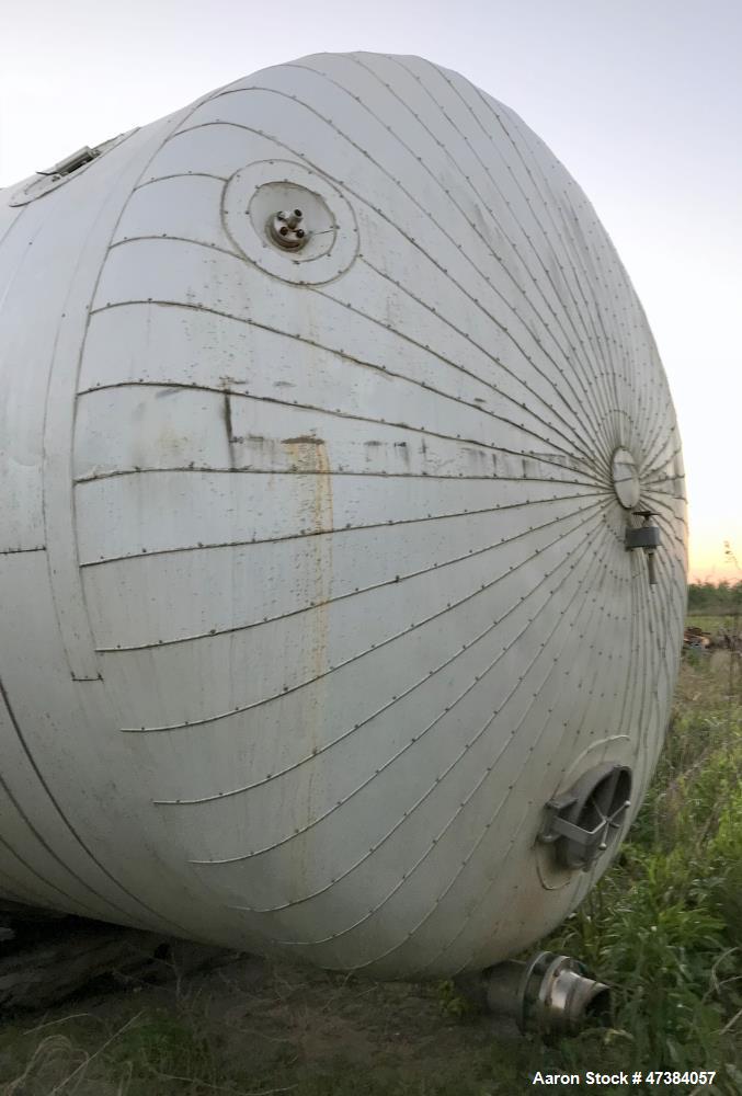 Used Mueller Tank, 45,000 Gallon, Model H, 316L Stainless Steel, Horizontal. Approximate 148-1/2" diameter x 564" straight side, dished heads. Shell & heads are 0.25" thick. Internal rated 9 psi at 3...