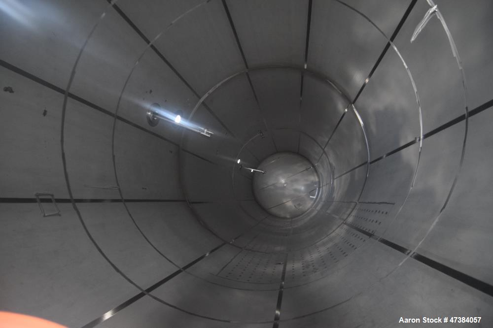 Used Mueller Tank, 45,000 Gallon, Model H, 316L Stainless Steel, Horizontal. Approximate 148-1/2" diameter x 564" straight side, dished heads. Shell & heads are 0.25" thick. Internal rated 9 psi at 3...