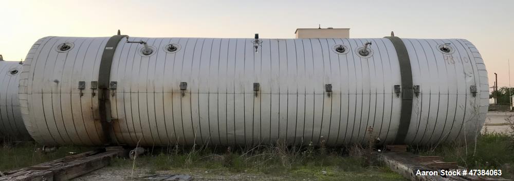 Used Mueller Tank, 45,000 Gallon, Model H, 316L Stainless Steel, Horizontal. Approximate 148-1/2" diameter x 564" straight side, dished heads. Shell & heads are 0.25" thick. Internal rated 9 psi at 3...