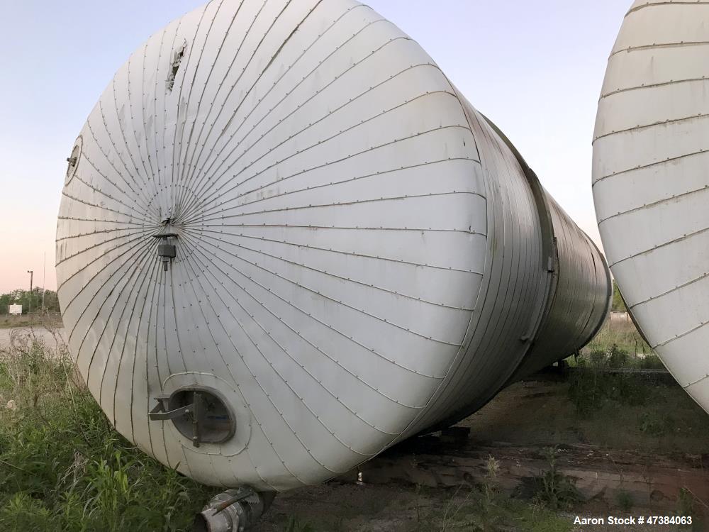 Used Mueller Tank, 45,000 Gallon, Model H, 316L Stainless Steel, Horizontal. Approximate 148-1/2" diameter x 564" straight side, dished heads. Shell & heads are 0.25" thick. Internal rated 9 psi at 3...