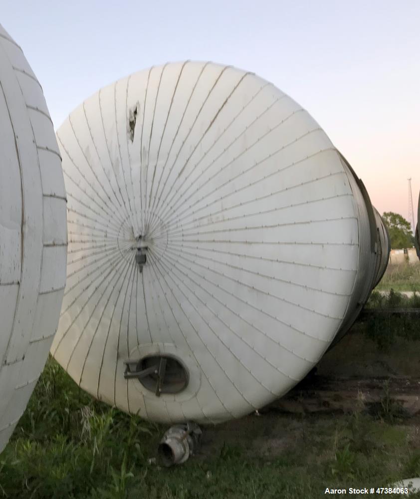 Used Mueller Tank, 45,000 Gallon, Model H, 316L Stainless Steel, Horizontal. Approximate 148-1/2" diameter x 564" straight side, dished heads. Shell & heads are 0.25" thick. Internal rated 9 psi at 3...