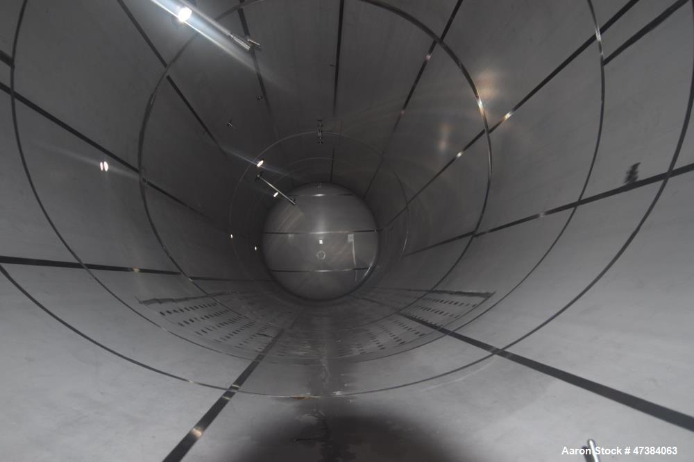 Used Mueller Tank, 45,000 Gallon, Model H, 316L Stainless Steel, Horizontal. Approximate 148-1/2" diameter x 564" straight side, dished heads. Shell & heads are 0.25" thick. Internal rated 9 psi at 3...