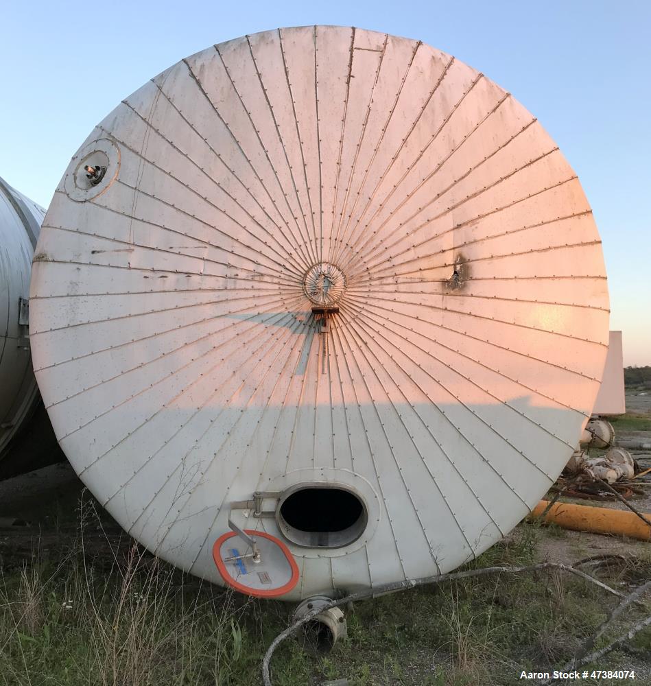 Used Mueller Tank, 45,000 Gallon, Model H, 316L Stainless Steel, Horizontal. Approximate 148-1/2" diameter x 564" straight side, dished heads. Shell & heads are 0.25" thick. Internal rated 9 psi at 3...