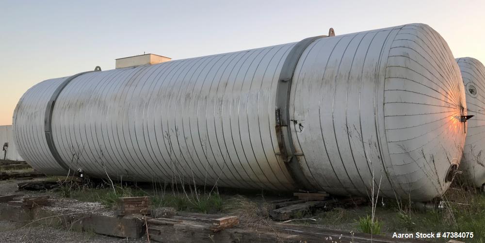 Used Mueller Tank, 45,000 Gallon, Model H, 316L Stainless Steel, Horizontal. Approximate 148-1/2" diameter x 564" straight side, dished heads. Shell & heads are 0.25" thick. Internal rated 9 psi at 3...