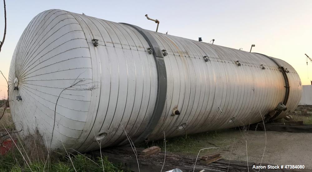 Used Mueller Tank, 45,000 Gallon, Model H, 316L Stainless Steel, Horizontal. Approximate 148-1/2" diameter x 564" straight side, dished heads. Shell & heads are 0.25" thick. Internal rated 9 psi at 3...
