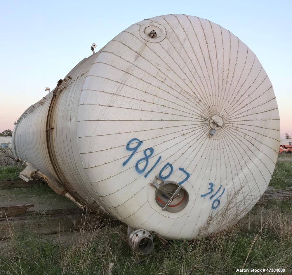 Used Mueller Tank, 45,000 Gallon, Model H, 316L Stainless Steel, Horizontal. Approximate 148-1/2" diameter x 564" straight side, dished heads. Shell & heads are 0.25" thick. Internal rated 9 psi at 3...