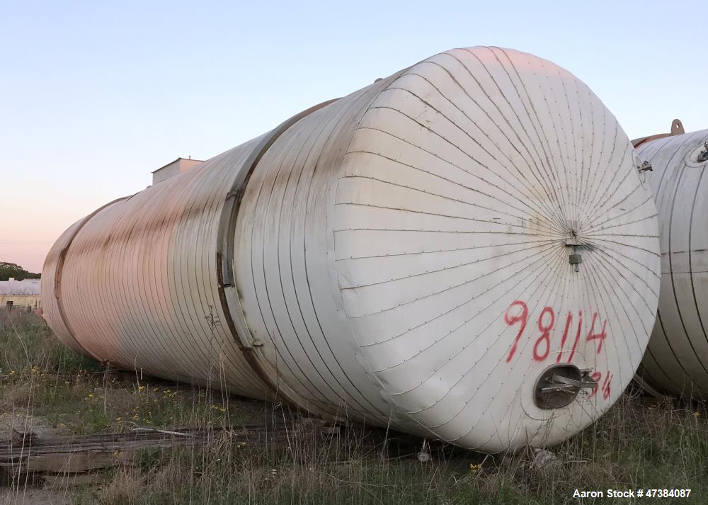 Used Mueller Tank, 45,000 Gallon, Model H, 316L Stainless Steel, Horizontal. Approximate 148-1/2" diameter x 564" straight side, dished heads. Shell & heads are 0.25" thick. Internal rated 9 psi at 3...