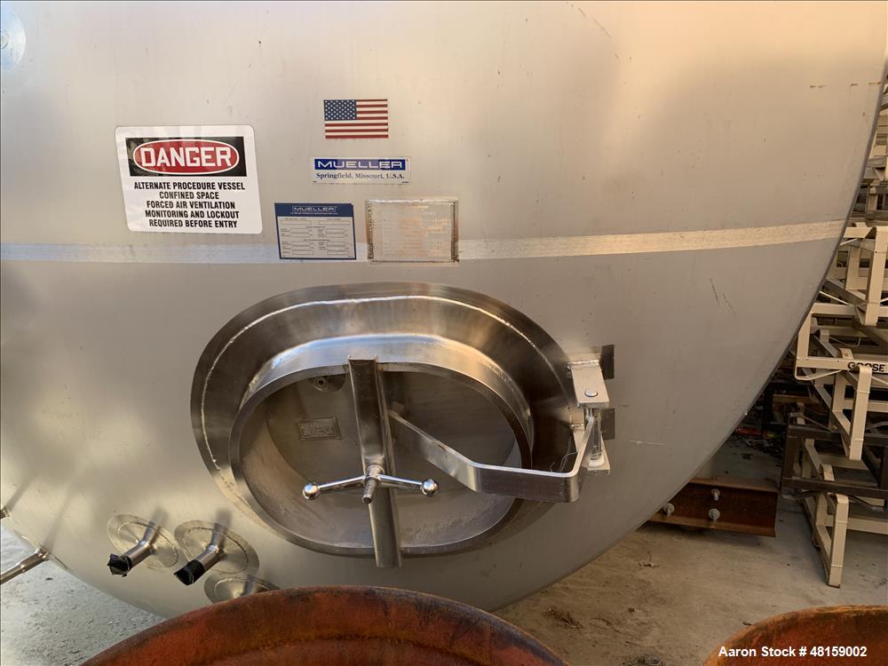 Used Mueller Approximate 16,800 Gallon Stainless Steel Horizontal Jacketed Tank