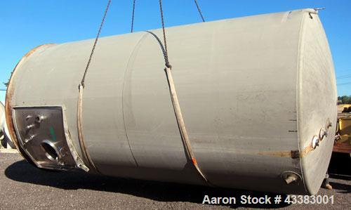 Used Mueller Silo Storage Tank, 10,000 Gallon, Model SVW, 304 Stainless Steel. 120” Diameter x approximate 220” straight side, dished top, sloped bottom. (0.759) Cubic feet of sidewall dimple jacket,...