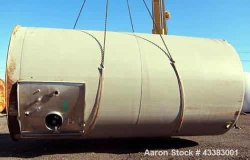 Used Mueller Silo Storage Tank, 10,000 Gallon, Model SVW, 304 Stainless Steel. 120” Diameter x approximate 220” straight side, dished top, sloped bottom. (0.759) Cubic feet of sidewall dimple jacket,...