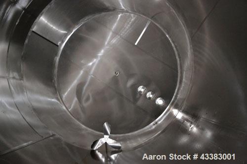 Used Mueller Silo Storage Tank, 10,000 Gallon, Model SVW, 304 Stainless Steel. 120” Diameter x approximate 220” straight side, dished top, sloped bottom. (0.759) Cubic feet of sidewall dimple jacket,...