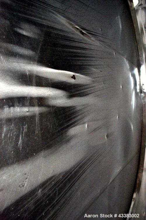 Used Mueller Silo Storage Tank, 10,000 Gallon, Model SVW, Stainless Steel. 120” Diameter x approximate 220” straight side, dished top, sloped bottom. (0.759) Cubic feet of sidewall dimple jacket, coo...