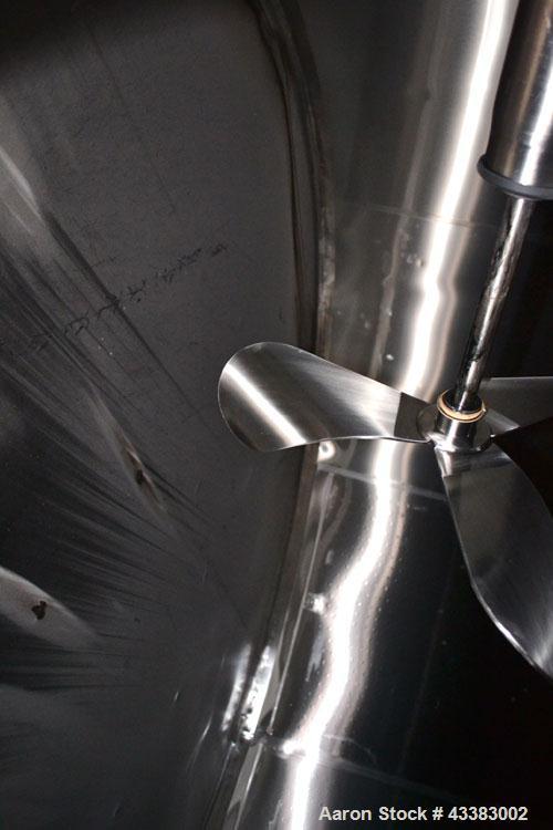 Used Mueller Silo Storage Tank, 10,000 Gallon, Model SVW, Stainless Steel. 120” Diameter x approximate 220” straight side, dished top, sloped bottom. (0.759) Cubic feet of sidewall dimple jacket, coo...