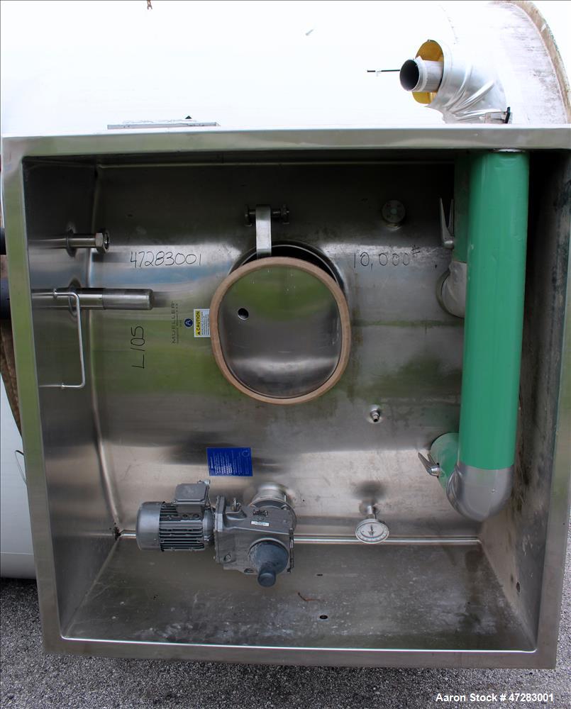 Used Mueller Silo Storage Tank, Approximate 10,500 Gallon, 316 Stainless Steel.