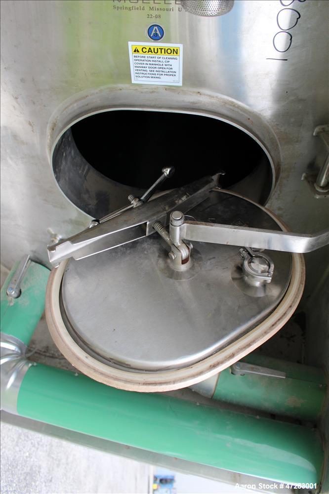Used Mueller Silo Storage Tank, Approximate 10,500 Gallon, 316 Stainless Steel.