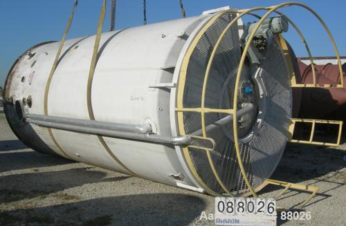 USED: Mueller jacketed silo tank, model SVW. 10,000 gallon, 304 stainless steel, vertical. 120" diameter x 216" straight side. Dished top, sloped bottom. Insulated carbon steel sheathing. Approximate...