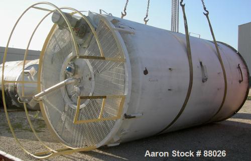 USED: Mueller jacketed silo tank, model SVW. 10,000 gallon, 304 stainless steel, vertical. 120" diameter x 216" straight side. Dished top, sloped bottom. Insulated carbon steel sheathing. Approximate...