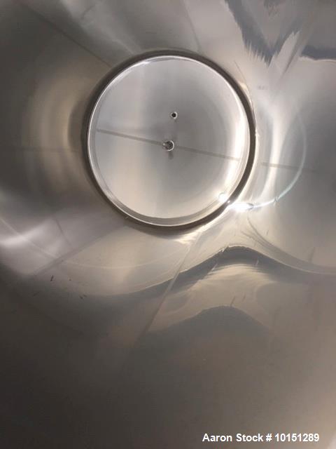 Used- Mueller 6000 Gallon Vertical 316 Stainless Steel Jacketed Tank. Sanitary polished, interior, 7'4" diameter x 20' strai...