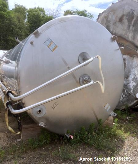 Used- Mueller 6000 Gallon Vertical 316 Stainless Steel Jacketed Tank. Sanitary polished, interior, 7'4" diameter x 20' strai...