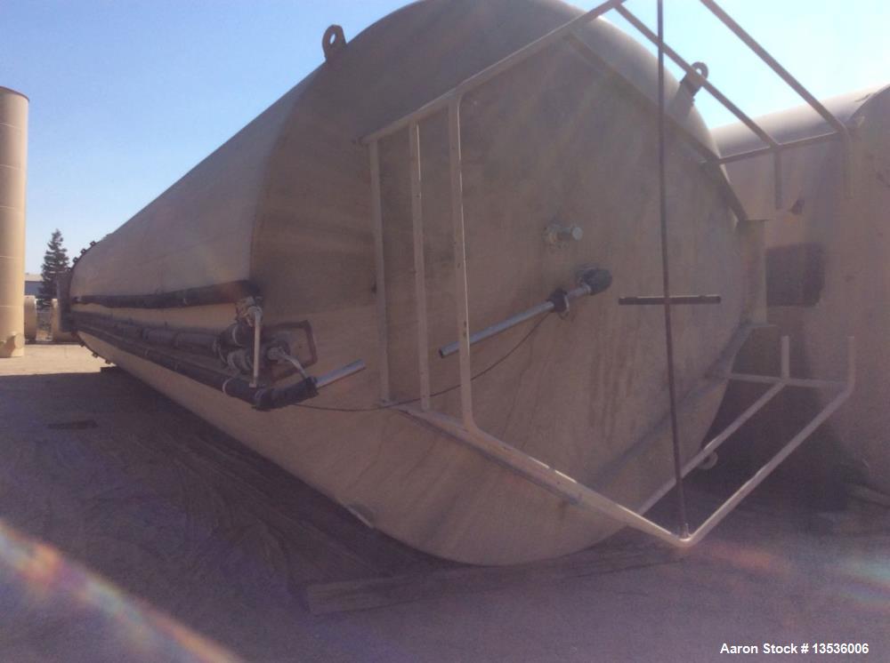 Used- Mueller 50,000 Gallon Jacketed Silo Tank. Stainless Steel, with agitation. 12' diameter x 67' overall length.