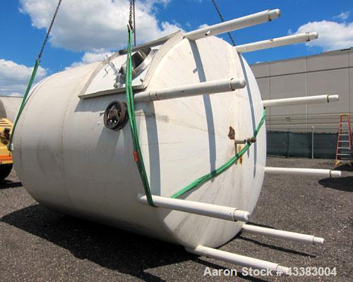 Used Mueller Tank, 5,000 Gallon, 304 Stainless Steel. Approximate 108” Diameter x approximate 125” straight side, dished top and bottom. Partial section of sidewall dimple jacket, no rating. Off cent...